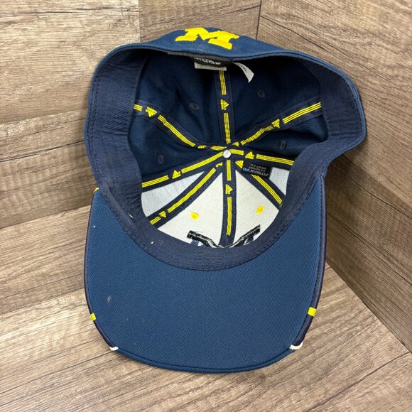 University of Michigan Adidas Cap Hat Blue Maize Stretch L/XL NCAA Football - Picture 6 of 10